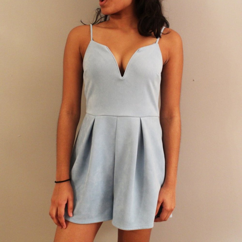🌺CHARLOTTE RUSSE🌺 Blue Velvet Sleeveless Romper